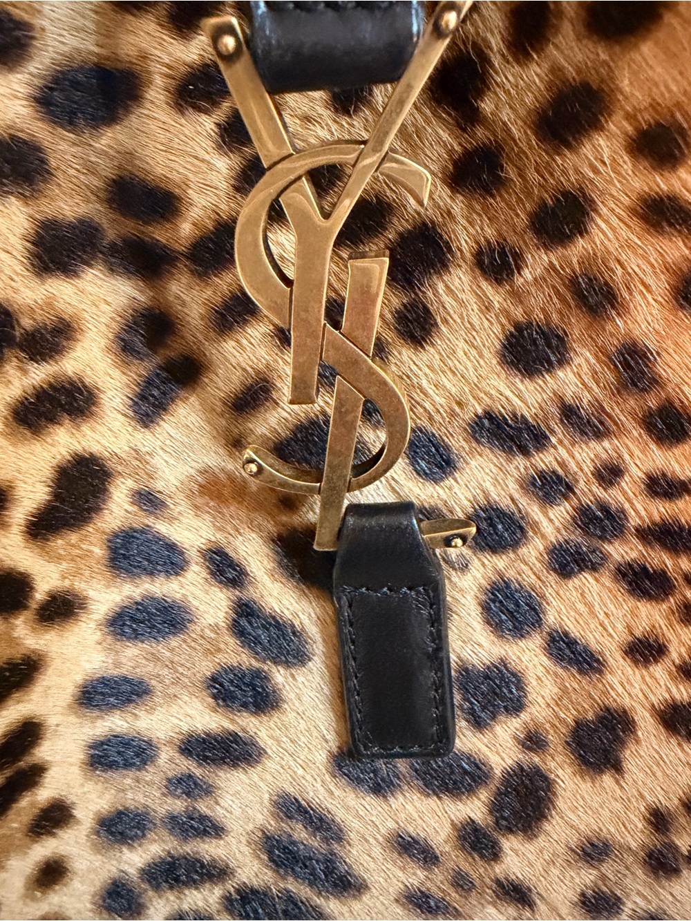 Saint Laurent Leopard-Print Shoulder Bag in Brown and Black - Picture 7 of 16